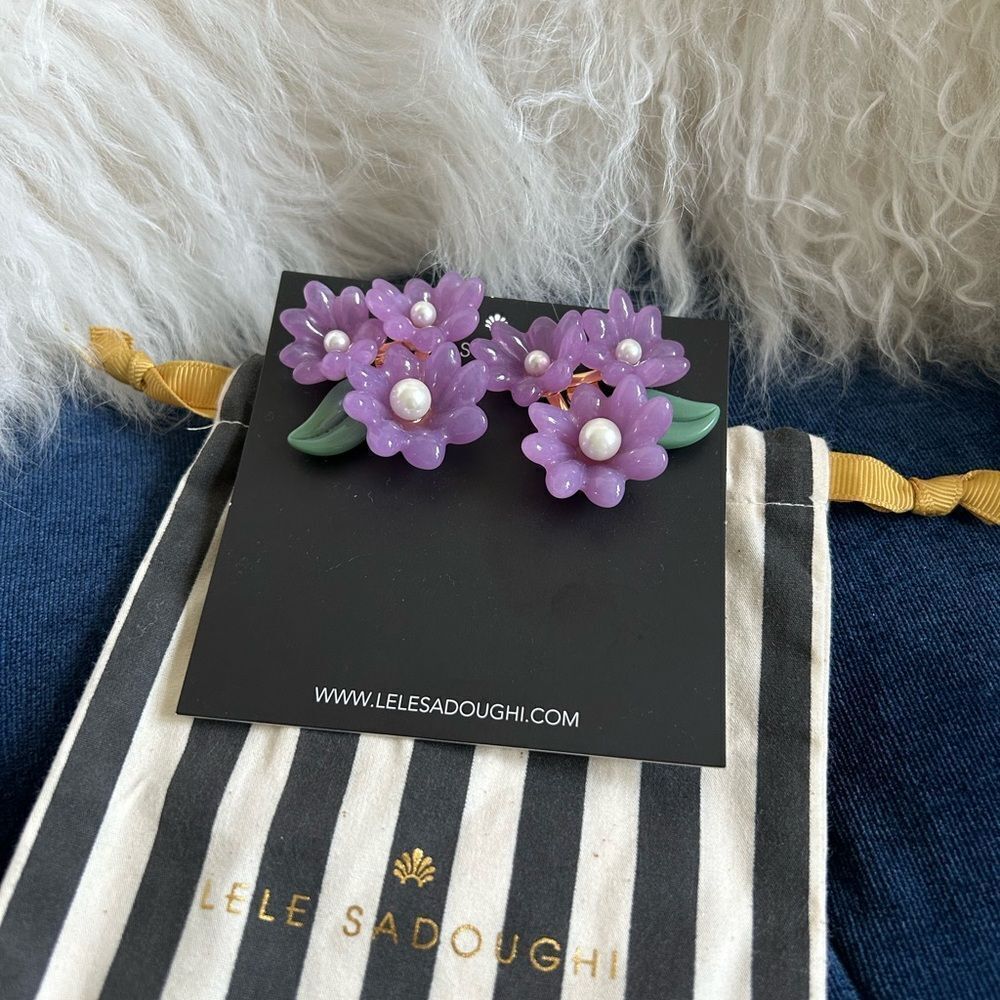 Lele Sadoughi clip on Lavender Blossom Earrings